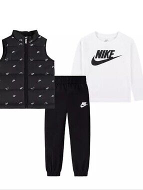 Nike NWT Toddler Boys Futura Vest, Long Sleeve Tee Pants, 3-Piece Set Size 6